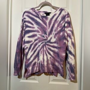 🦋 NWOT Design History Purple and White Tie-Dye Sweater size xlarge